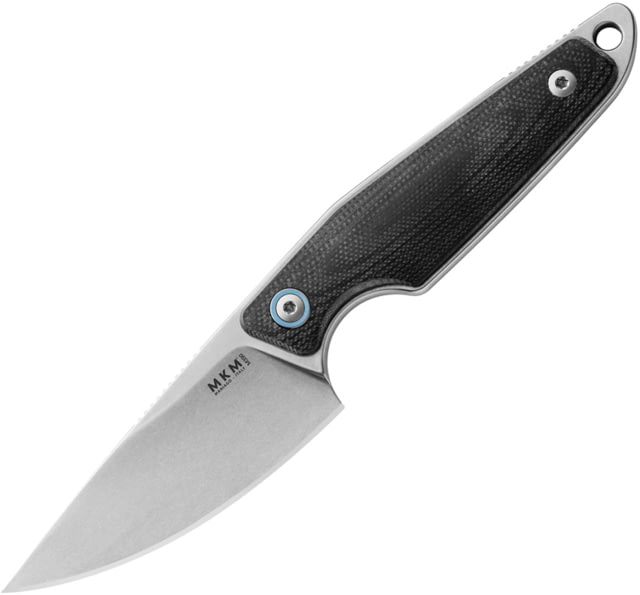 MKM Makro 1 Fixed Blade Knife 2.88in Bohler M390 Stonewash Drop Point Blade Black G10 Handle - Mkm