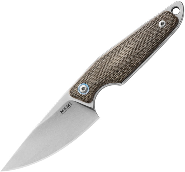 MKM Makro 1 Fixed Blade Knife 2.88in Bohler M390 Stonewash Drop Point Blade Green Canvas Micarta Handle - Mkm