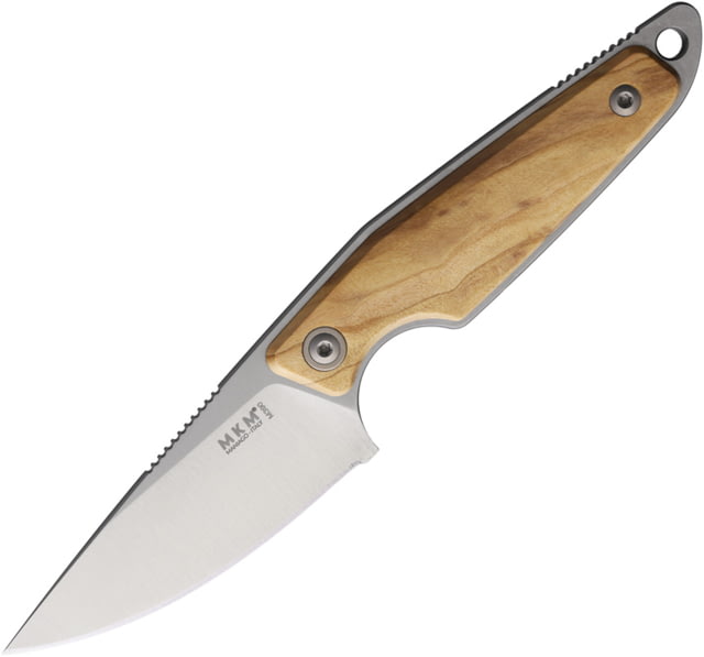 MKM Makro 1 Fixed Blade Knife by Jesper Voxnaes 2.88in Bohler M390 Satin Drop Point Blade Olive Wood Handle MK MA01-O - Mkm