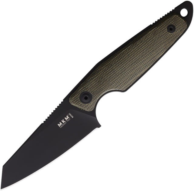 MKM Makro 2 Fixed Blade Knife 2.88in Bohler M390 Black Oxide Drop Point Blade Green Canvas Micarta Handle - Mkm