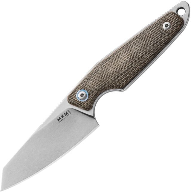MKM Makro 2 Fixed Blade Knife 2.88in Bohler M390 Stonewash Sheepsfoot Blade Green Canvas Micarta Handle - Mkm
