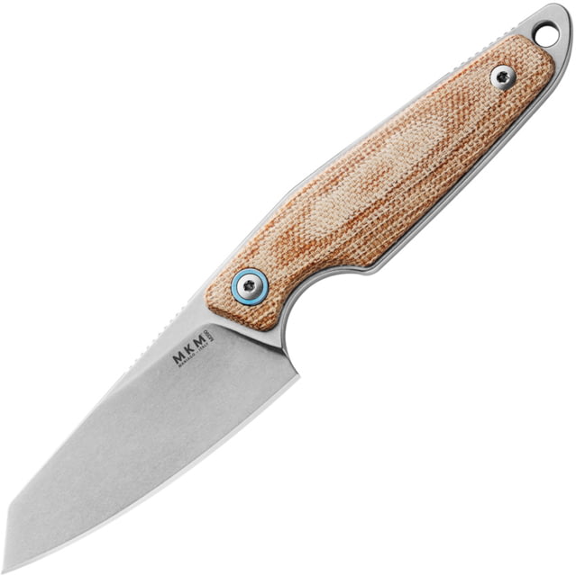 MKM Makro 2 Fixed Blade Knife 2.88in Bohler M390 Stonewash Sheepsfoot Blade Natural Canvas Micarta Handle - Mkm