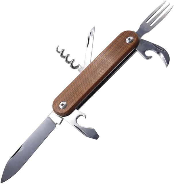 MKM Malga 6 Multipurpose Knife Folding Knife Bohler M390 stainless bladeAISI 420 stainless tool Natural canvas micarta handle MK MP06-NC - Mkm