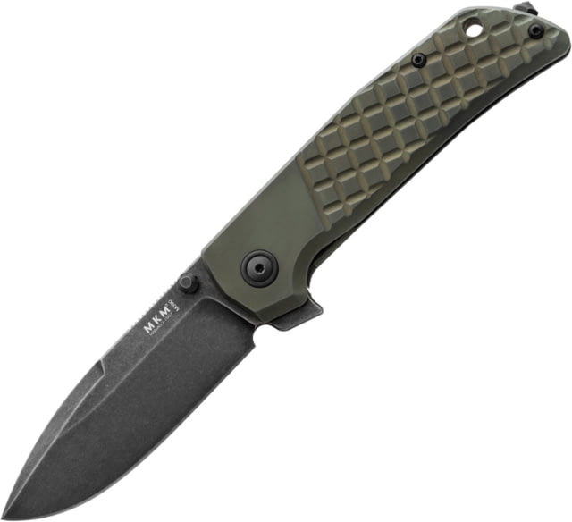 MKM Maximo Ti Green Folding Knife 4.5in Closed 3.5in Black Stonewash Bohler M390 SS Blade Green Stonewash Titanium Handle Nylon Case MK MM-TGRD - Mkm