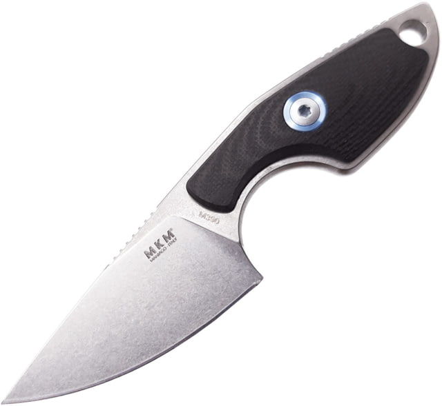 MKM Mikro 1 Fixed Blade Knife 2in Bohler M390 Stonewash Drop Point Blade Black G10 Handle MK MR01-GBK - Mkm
