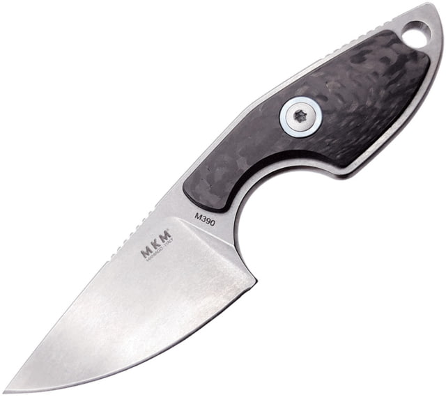 MKM Mikro 1 Fixed Blade Knife 2in Bohler M390 Stonewash Drop Point Blade Carbon Fiber Handle MK MR01-CF - Mkm