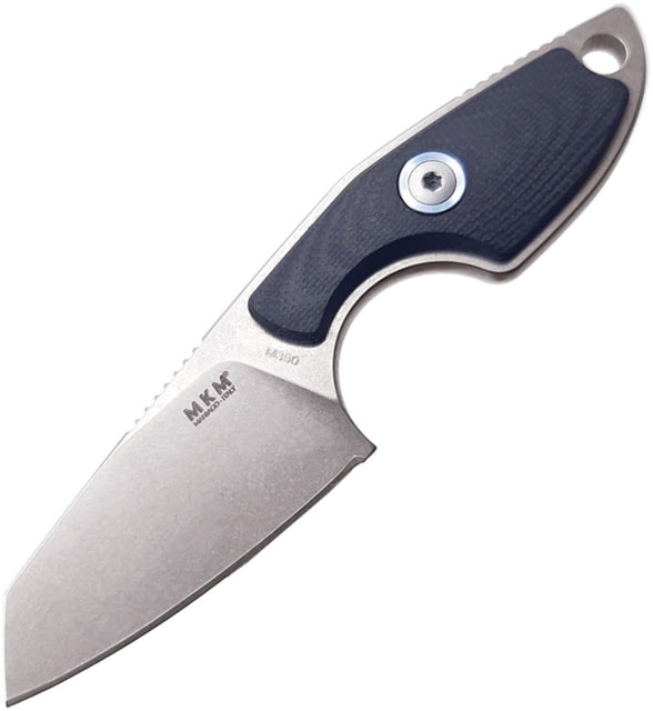 MKM Mikro 2 Fixed Blade Knife 2in Bohler M390 Stonewash Sheepfoot Blade Black G10 Handle MK MR02-GBK - Mkm