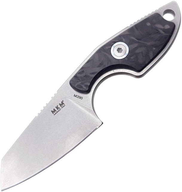 MKM Mikro 2 Fixed Blade Knife 2in Bohler M390 Stonewash Sheepfoot Blade Carbon Fiber Handle MK MR02-CF - Mkm