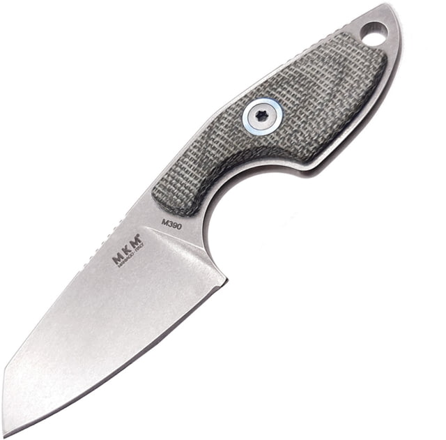MKM Mikro 2 Fixed Blade Knife 2in Bohler M390 Stonewash Sheepfoot Blade Green Canvas Micarta Handle MK MR02-GC - Mkm