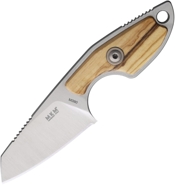 MKM Mikro 2 Fixed Blade Knife by Jesper Voxnaes 2in Bohler M390 Satin Sheepsfoot Blade Olive Wood Handle MK MR02-O - Mkm