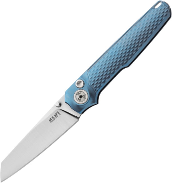 MKM Miura Ti Blue Folding Knife 4in Closed 2.75in Satin Bohler M390 SS Blade Blue Textured Titanium Handle Nylon Case MK MI-TBL - Mkm