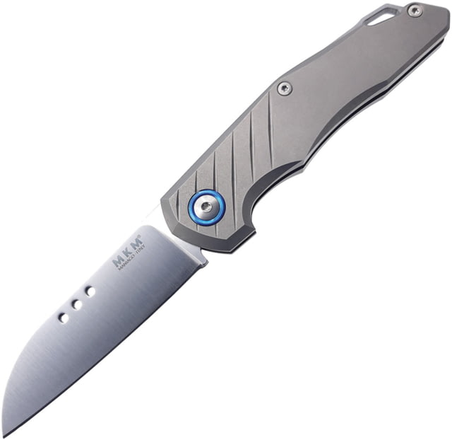 MKM Root Slip Joint Gray Folding Knife 2.75" satin finish Bohler M390 stainless blade Sand blast finish titanium handle MK RT-T - Mkm