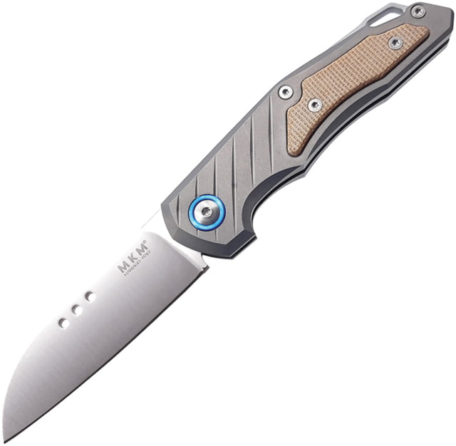 MKM Root Slip Joint Natural Folding Knife 2.75" satin finish Bohler M390 stainless blade Sand blast finish titanium handle with natural can MK RT-NCT - Mkm