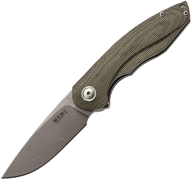 MKM Timavo Linerlock Viper Folding Knife 3" stonewash finish Bohler M390 stainless blade Green canvas micarta handle MK VP02-GC - Mkm