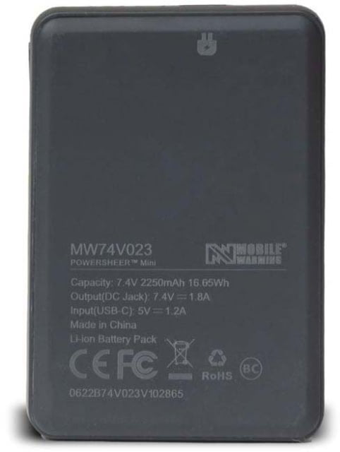 Mobile Warming 7.4v Powersheer Mini Battery 2250mAh & Cable Black - Mobile Warming