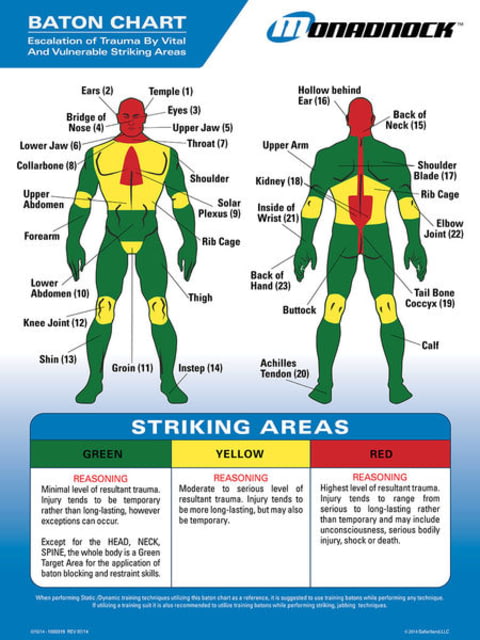 Monadnock Baton Trauma Zone Chart - 1000321 - Monadnock