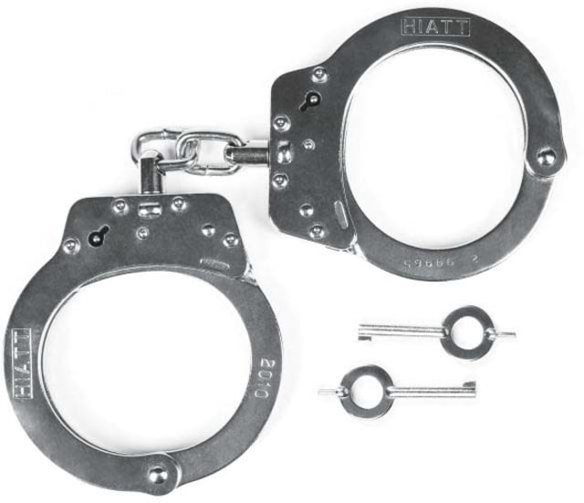 Monadnock Standard Steel Chain HandcuffsNickel w/Double Key Hole 1189171 - Monadnock