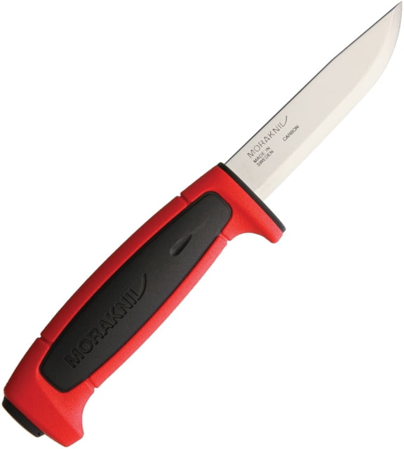 Morakniv Basic 511 Knife Basic 511 8.25in Overall 3.75in Mirror Carbon Steel Drop Point Polypropylene Handle Black/Red Handle Red Molded Plastic