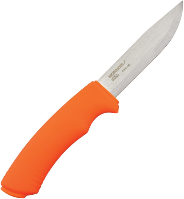 Mora Bushcraft Orange Fixed Blade Knife 4.125in Blaze Orange Rubber Handle