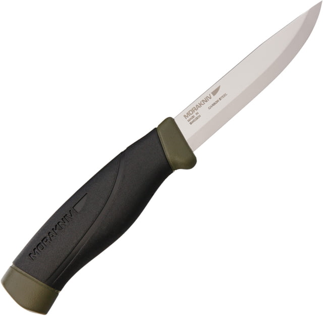 Mora Companion Heavy Duty Green Fixed Blade Knife 4in Carbon Steel Standard Edge Black Rubber Handle - Morakniv