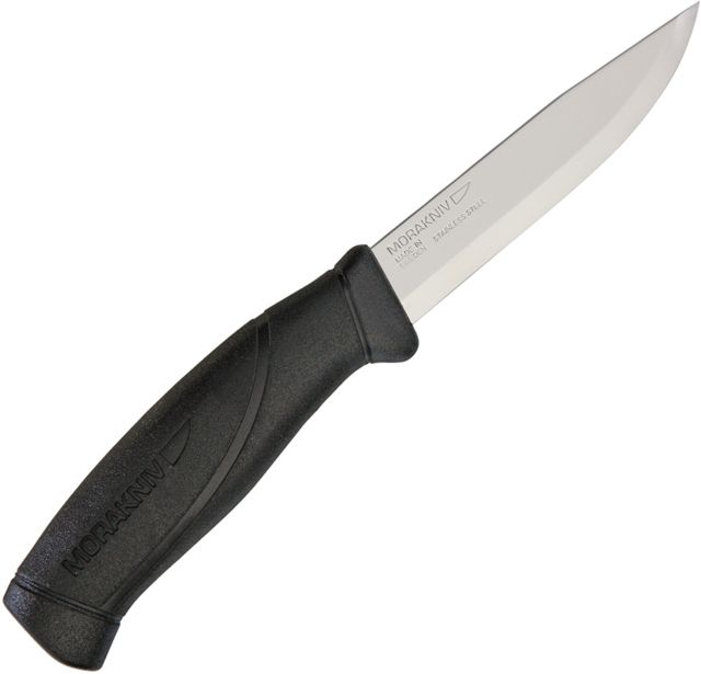 Mora Companion Pinpack Black Fixed Blade Knife 4in Black Rubberized Handle - Morakniv