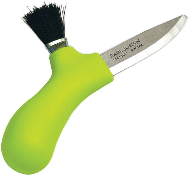 Morakniv Mushroom Knife Lime Knife Mushroom Knife 5.75in Overall 2.5in Satin SS Blunt Tip Blade Green Polypropylene Handle Handle w/ Horse Hair Brush - Morakniv