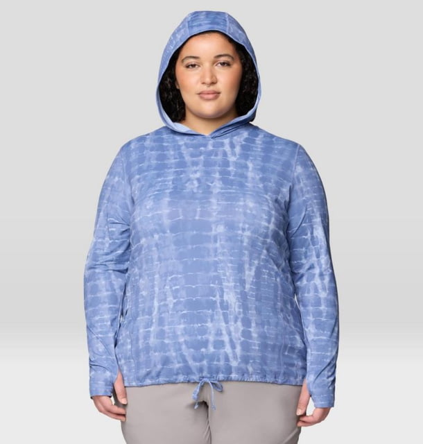Mountain Hardwear Mountain Hardwear Crater Lake LS Hoody - Women's Extended Best Coast Blue Prismatic Print 2X - $63.99 at Optics Planet