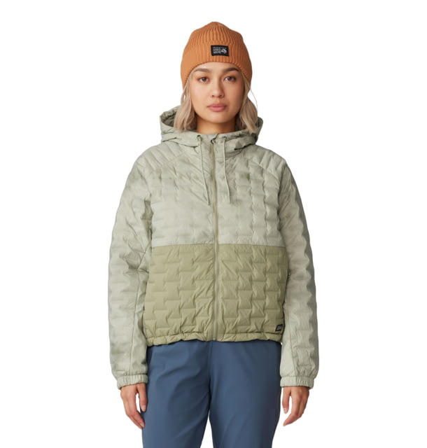 Mountain Hardwear Mountain Hardwear Stretchdown Light Full Zip Hoody - Women's White Sage Vapors Print Mantis Green Small - $104.50 at Optics Planet