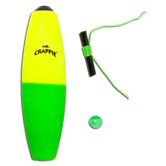 Mr. Crappie Slippers Cigar Slip Floats Float Unweighted 3 Pack Yellow/Green 1.5in