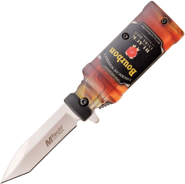 Mtech Bourbon Linerlock A/O Folding Knife 2.5" satin finish stainless tanto blade ABS handle