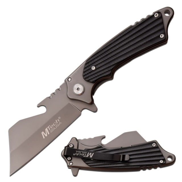 Mtech Cleaver Spring Assisted Knife w/Bottle Opener 3.25 in 3Cr13 Stainless Steel Stainless Steel Black - Mtech