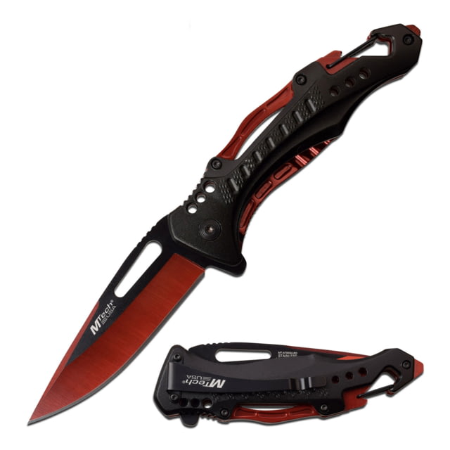Mtech Drop Point Spring Assisted Knife w/Bottle Opener 3.5 in 3Cr13 Stainless Steel Stainless Steel Black/Brown