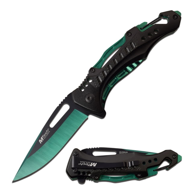 Mtech Drop Point Spring Assisted Knife w/Bottle Opener 3.5 in 3Cr13 Stainless Steel Stainless Steel Black/Green - Mtech