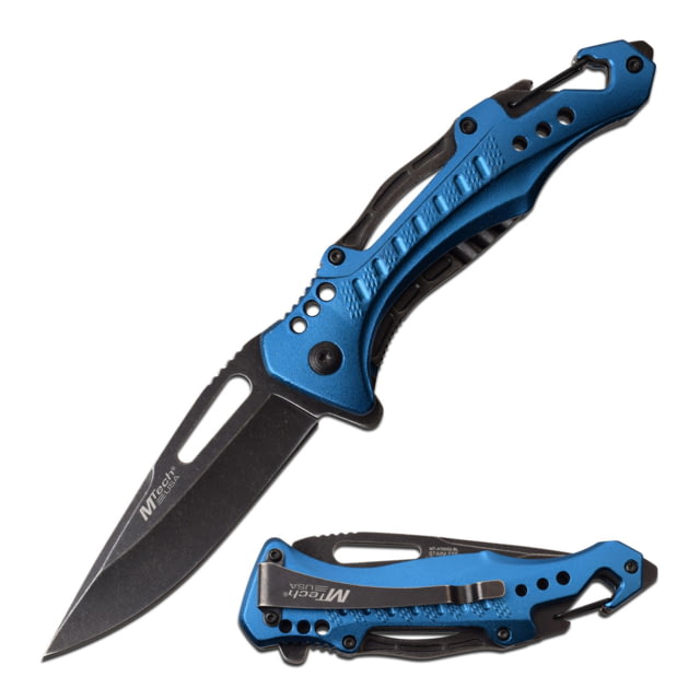 Mtech Drop Point Spring Assisted Knife w/Bottle Opener 3.5 in 3Cr13 Stainless Steel Stainless Steel Blue - Mtech