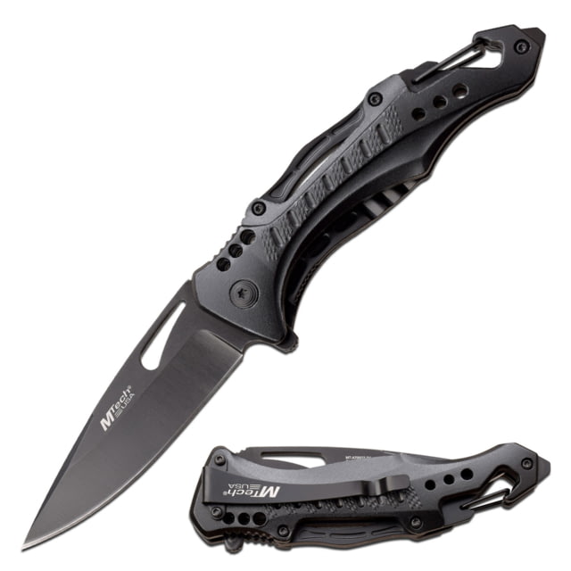 Mtech Drop Point Spring Assisted Knife w/Bottle Opener 3.75 in 3Cr13 Stainless Steel Stainless Steel Black - Mtech