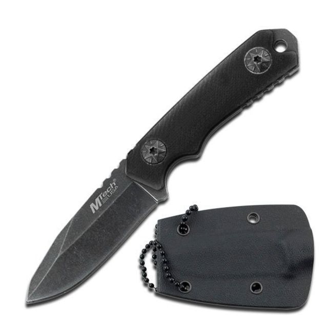 Mtech Fixed Blade 4.75in Stainless Steel Blade Black G10 Handle