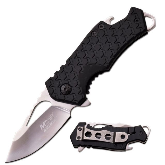 Mtech Folding Knife Stainless Steel Blade 2.25in Black Nylon Fiber Handle - Mtech