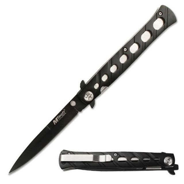 Mtech Folding Blade 3.5in Stainless Steel Blade Black Aluminum Handle - Mtech