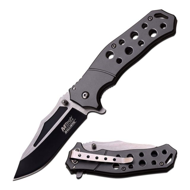 Mtech Folding Blade 3.5in Stainless Steel Blade Black Anodized Aluminum Handle - Mtech