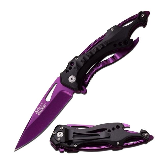 Mtech Folding Blade 3.75in Stainless Steel Blade Black Aluminum Handle - Mtech