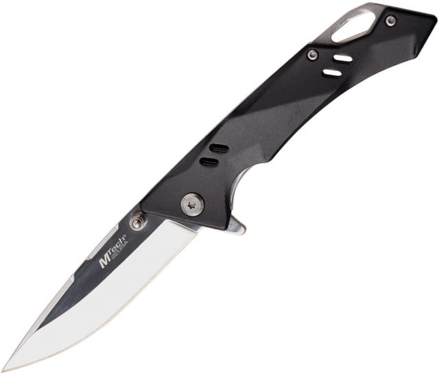 Mtech Framelock Black Folding Knife 3.25" mirror finish 3Cr13 stainless blade Black aluminum handle with mirror finish stainless