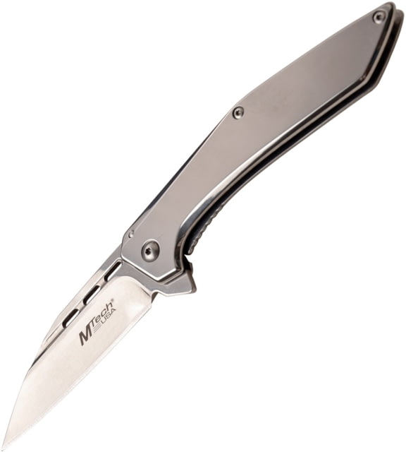 Mtech Framelock Mirror Folding Knife 3.25in Mirror 3Cr13 SS Blade Mirror SS Handle Pocket Clip