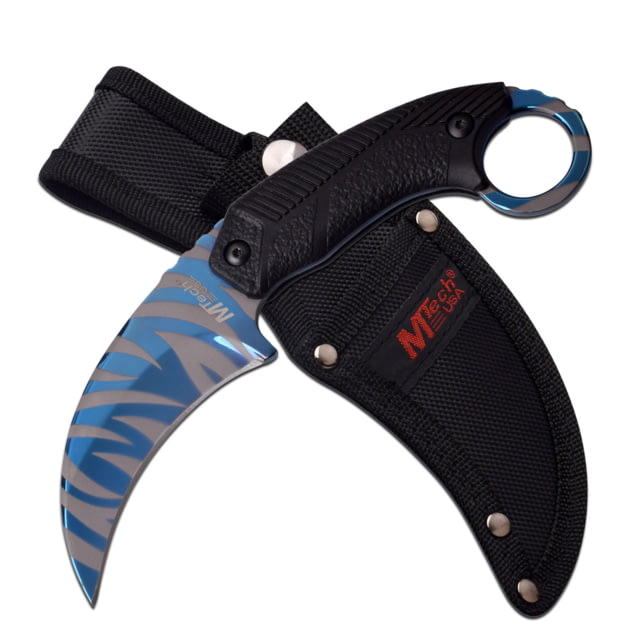 Mtech Hawkbill Fixed Blade Knife 3.5 in 3Cr13 Stainless Steel Stainless Steel Black/Blue/Grey - Mtech