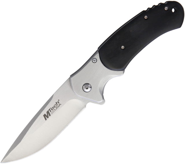 Mtech Linerlock A/O Black Pakkawood Folding Knife 3.75" satin finish stainless blade Black pakkawood handle - Mtech