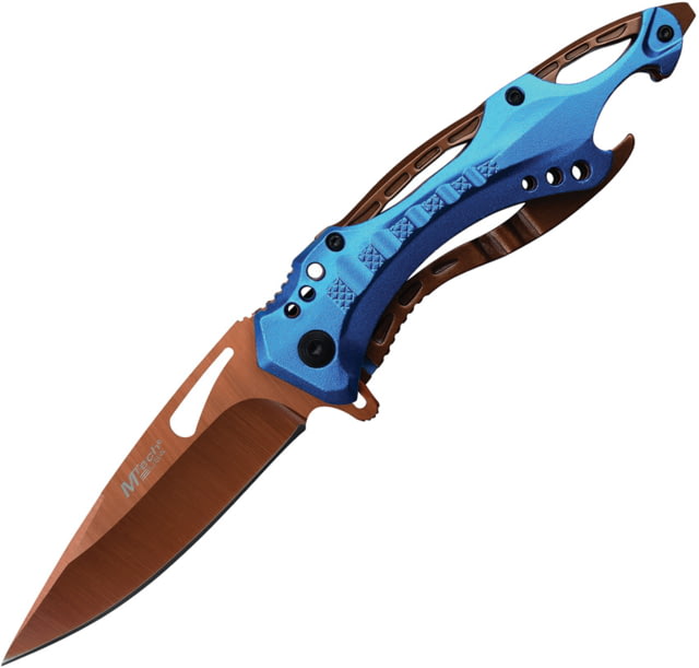 Mtech Linerlock A/O 3.50 in Assisted Opening Folding Knife Blue aluminum