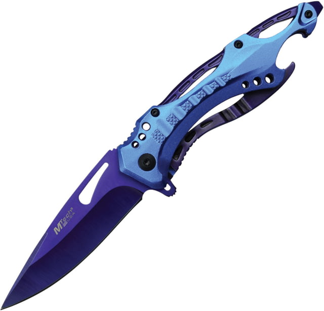 Mtech Linerlock A/O / 3.50 in Assisted Opening Folding Knife Blue aluminum