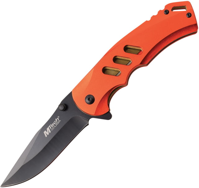 Mtech Linerlock A/O Folding Knife 3.5" black finish 3Cr13 stainless blade Red anodized aluminum handle - Mtech