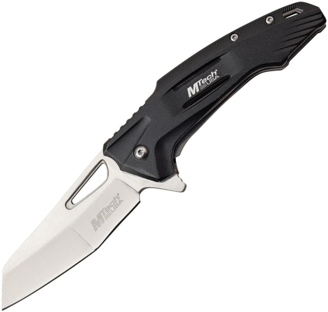 Mtech Linerlock A/O Folding Knife 4.5in Closed 3.5in Satin 3Cr13 SS Blade Black Aluminum Handle Thumb Pull Pocket Clip - Mtech
