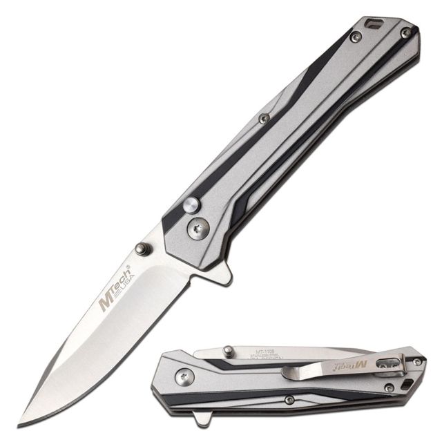 Mtech Manual Folding Knive 3.25in Blade 3CR13 Steel Blade Knive Black/Grey - Mtech