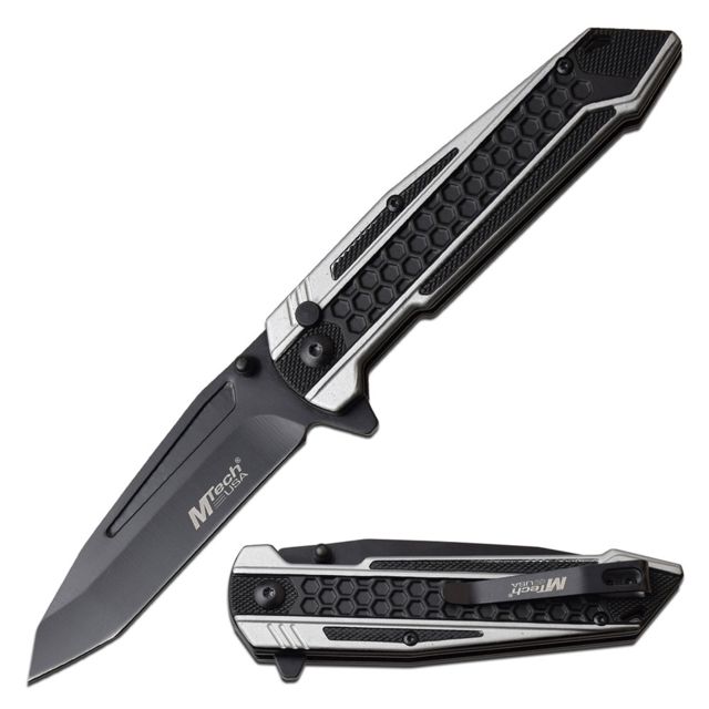 Mtech Manual Folding Knive 3.5in Blade 8.325in Overall 3CR13 Steel Blade Knive Black/Grey - Mtech